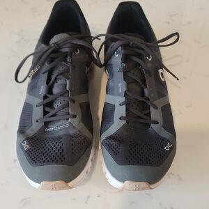 On Running Womens  Dark Gray And Light Pink Athletic Shoes